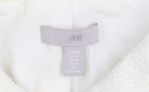 H&M Women’s Ivory Cropped Wool Blend Bomber Jacket Size 12