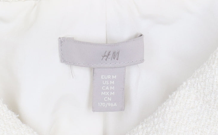 H&M Women’s Ivory Cropped Wool Blend Bomber Jacket Size 12
