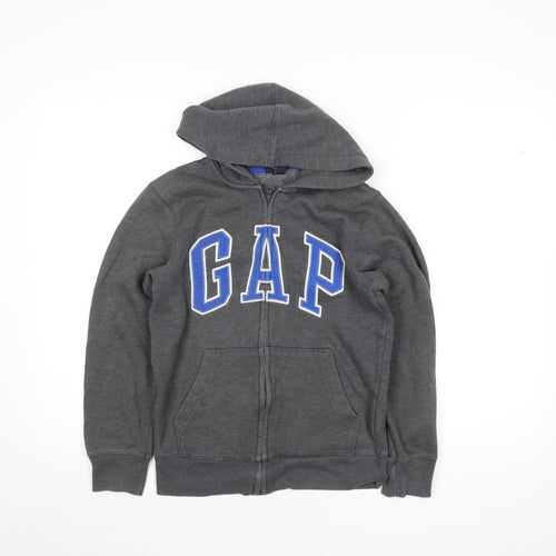 Gap Kids Boys Grey Full Zip Fleece Hoodie 12 Years Logo Hooded Sweatshirt