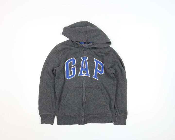 Gap Kids Boys Grey Full Zip Fleece Hoodie 12 Years Logo Hooded Sweatshirt