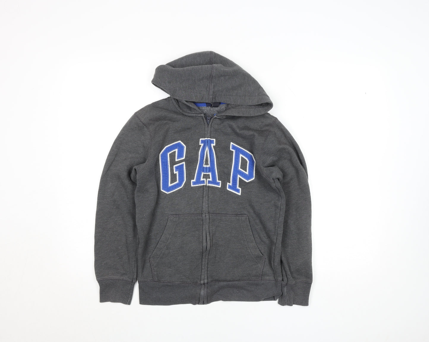 Gap Kids Boys Grey Full Zip Fleece Hoodie 12 Years Logo Hooded Sweatshirt