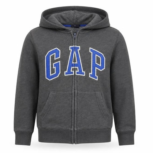 Gap Kids Boys Grey Full Zip Fleece Hoodie 12 Years Logo Hooded Sweatshirt