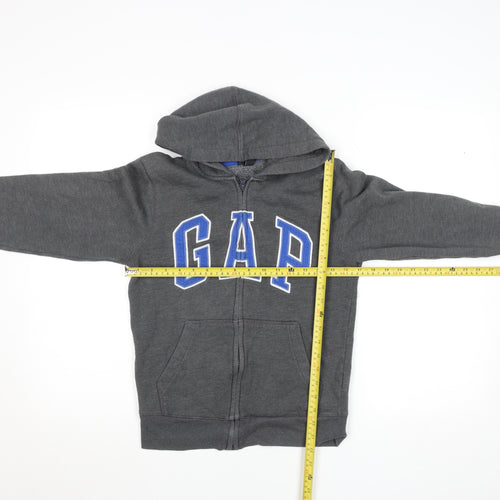 Gap Kids Boys Grey Full Zip Fleece Hoodie 12 Years Logo Hooded Sweatshirt