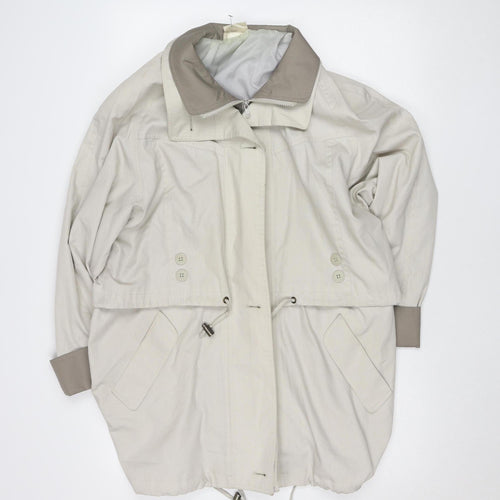 Essentials Womens Beige Size 14 Parka Jacket with Hood Drawstring