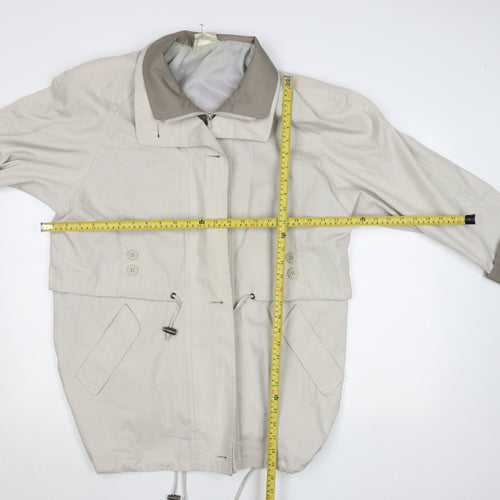 Essentials Womens Beige Size 14 Parka Jacket with Hood Drawstring