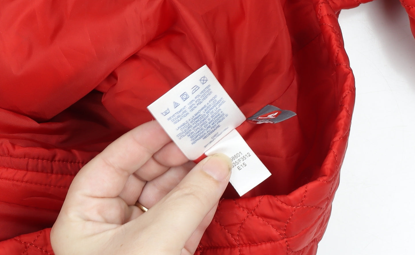 Lands' End Women Red Quilted Mid-Length Jacket XS Polyester