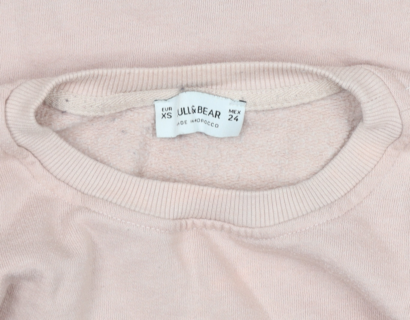 Pull&Bear Womens Pink Grey Faux Fur Sleeve Sweatshirt XS Relaxed Fit