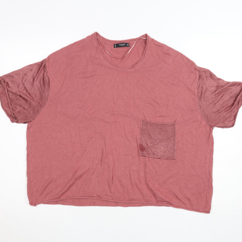 Mango Women’s Pink Short Sleeve Basic Cotton T-Shirt Size S