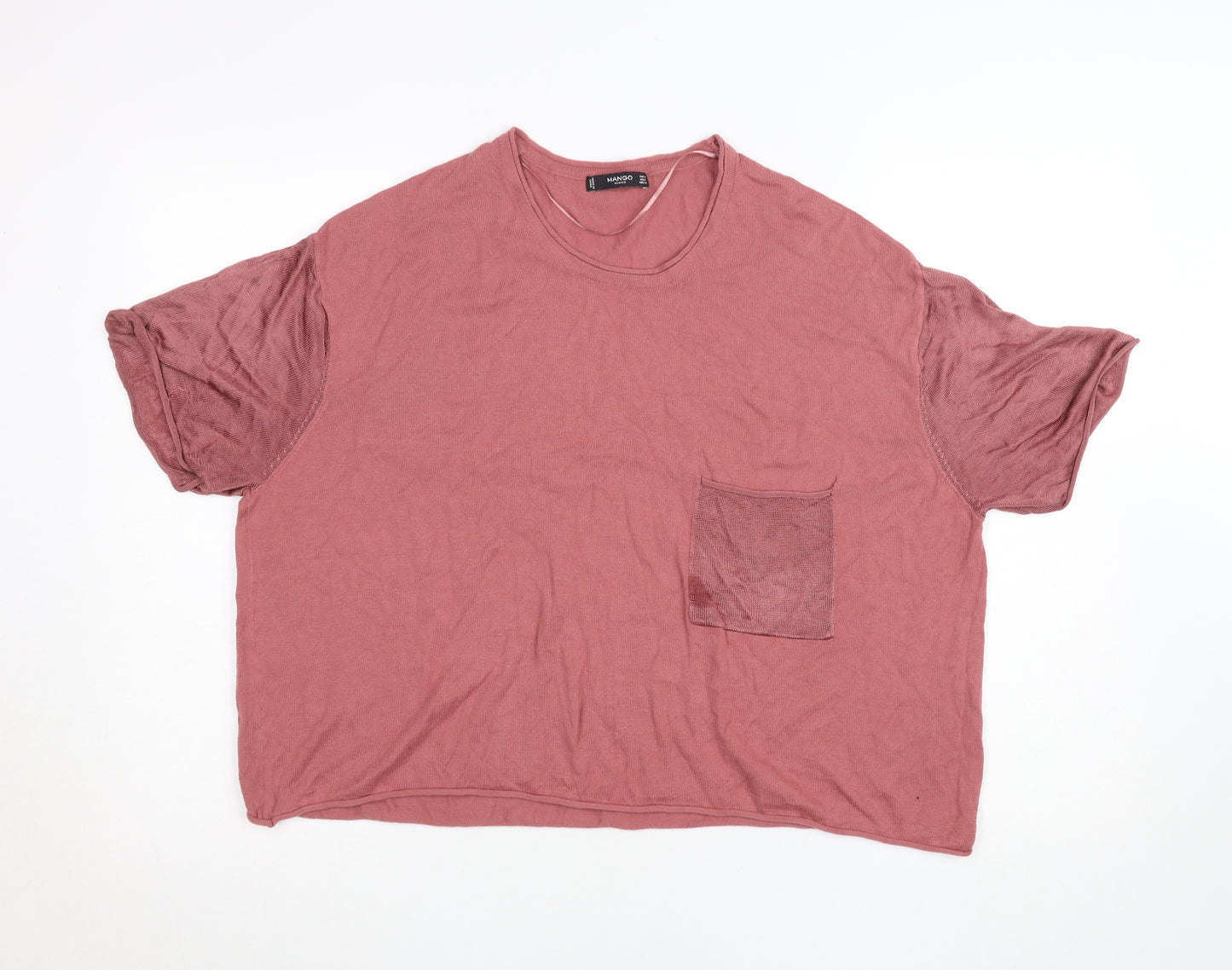 Mango Women’s Pink Short Sleeve Basic Cotton T-Shirt Size S