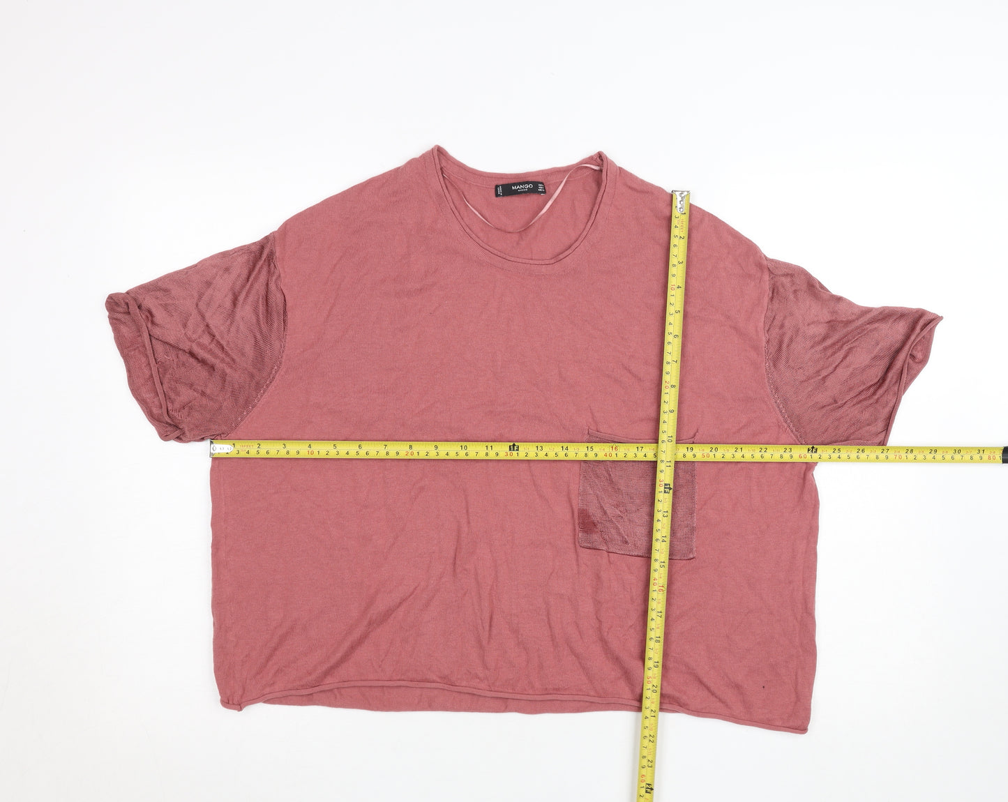 Mango Women’s Pink Short Sleeve Basic Cotton T-Shirt Size S