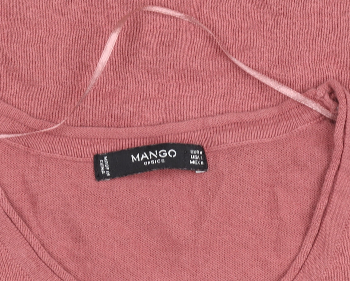 Mango Women’s Pink Short Sleeve Basic Cotton T-Shirt Size S