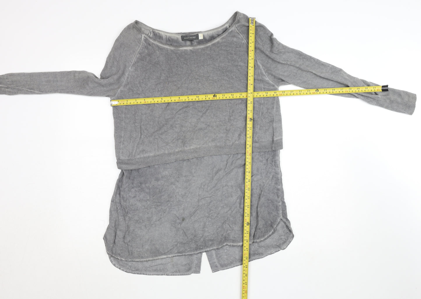 Mint Velvet Women’s Grey Tunic Style Long Sleeve Blouse Size 10