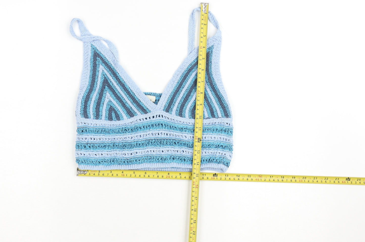 H&M Women Blue Crochet V-Neck Sleeveless Pullover Jumper M