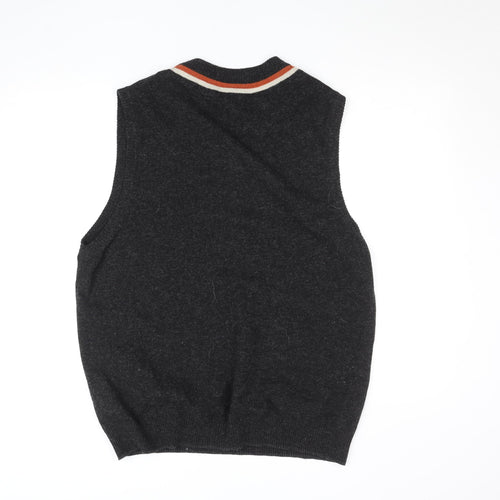 Lyle & Scott Men's Grey Wool V-Neck Sleeveless Vest Jumper Size L