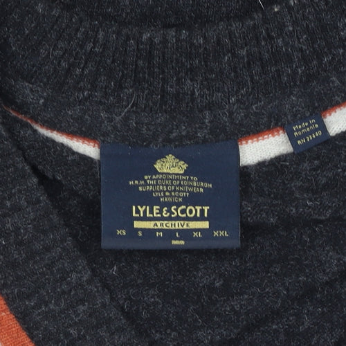 Lyle & Scott Men's Grey Wool V-Neck Sleeveless Vest Jumper Size L