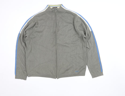 Quiksilver Men's Grey Full Zip Knit Jumper L Regular Fit