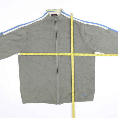 Quiksilver Men's Grey Full Zip Knit Jumper L Regular Fit