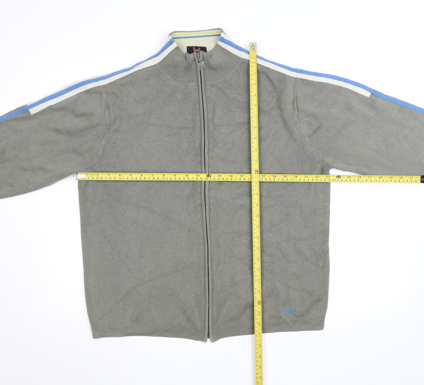 Quiksilver Men's Grey Full Zip Knit Jumper L Regular Fit