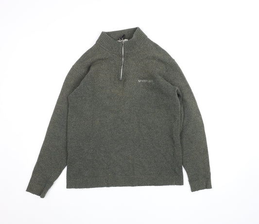 Armani Jeans Men’s Green Wool Half Zip Jumper Size L