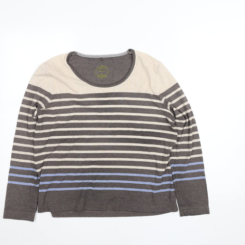 Lily & Me Women’s Grey Striped Long Sleeve Cotton Jersey Top Size M