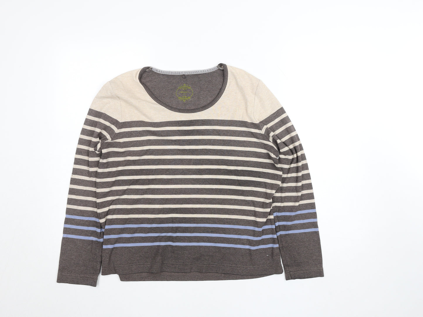 Lily & Me Women’s Grey Striped Long Sleeve Cotton Jersey Top Size M