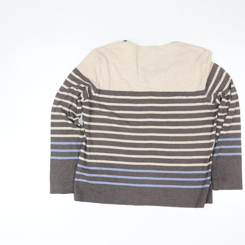 Lily & Me Women’s Grey Striped Long Sleeve Cotton Jersey Top Size M