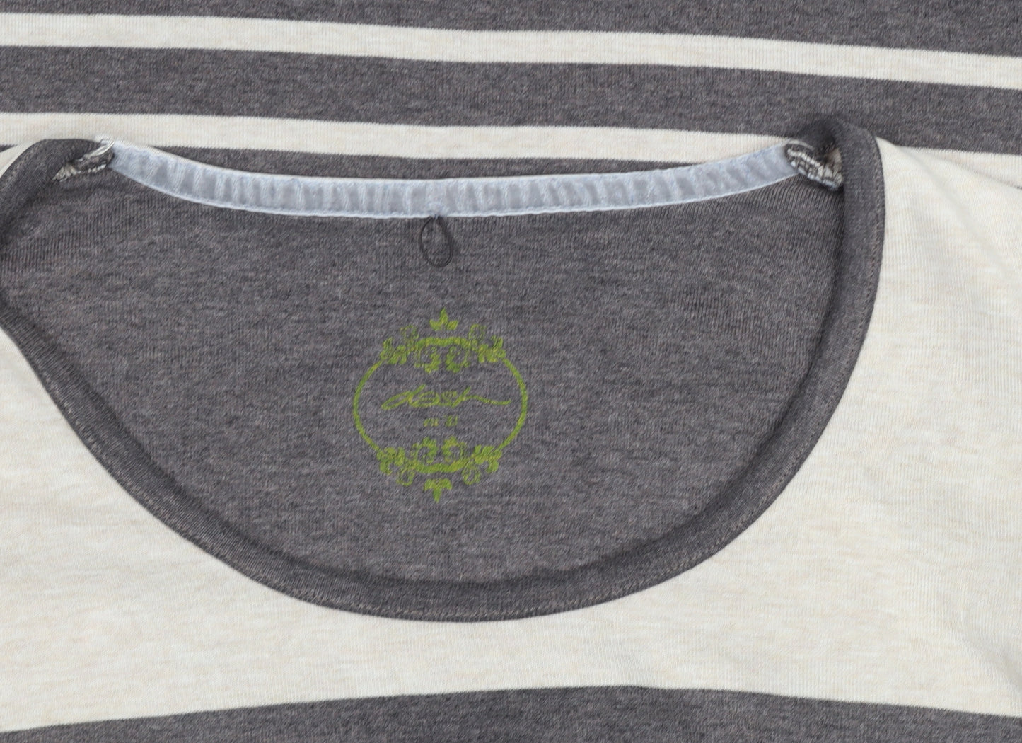 Lily & Me Women’s Grey Striped Long Sleeve Cotton Jersey Top Size M