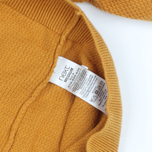 Next Men's Brown Knit Cotton Short Sleeve Henley Jumper M