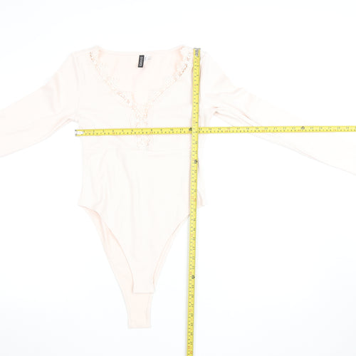 H&M Divided Women Beige Lace Long Sleeve Bodysuit Size L