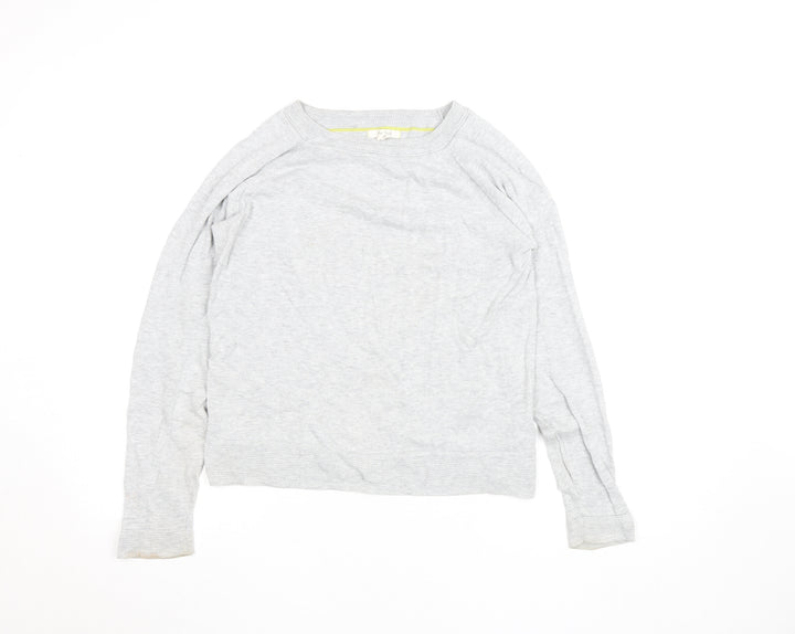 White Stuff Women's Grey Cotton Modal Crew Neck Jumper Size 8