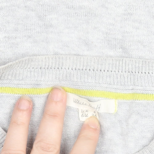 White Stuff Women's Grey Cotton Modal Crew Neck Jumper Size 8