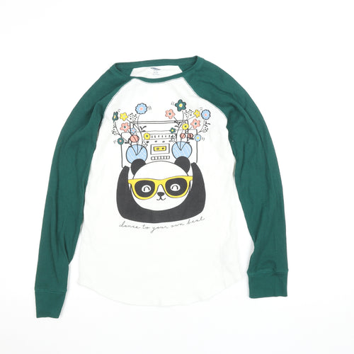 Old Navy Teens Multicoloured Long Sleeve Panda Graphic T-Shirt Size 14