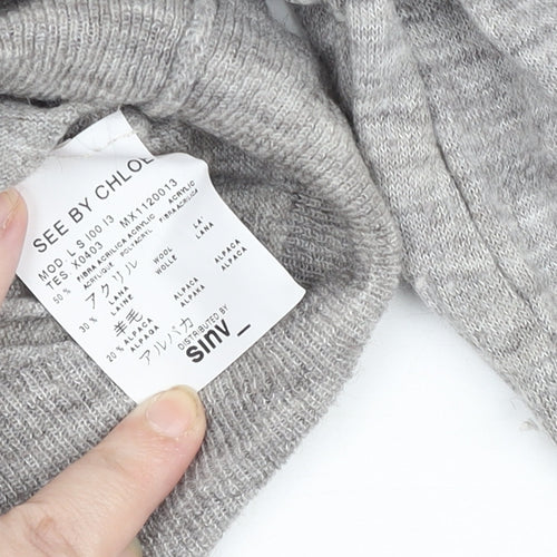 See by Chloé Women's Grey Roll Neck Long Sleeve Knit Jumper Size S