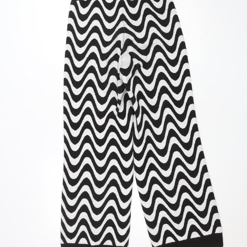 H&M Divided Women’s Black White Geometric Knit Cropped Trousers Size S
