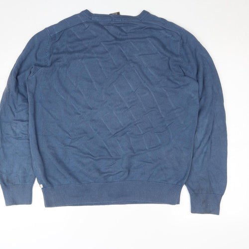 Timberland Men Blue Cotton Crew Neck Pullover Jumper L Regular Fit