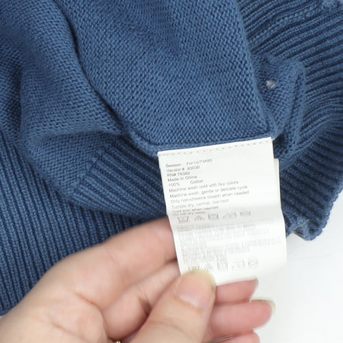 Timberland Men Blue Cotton Crew Neck Pullover Jumper L Regular Fit
