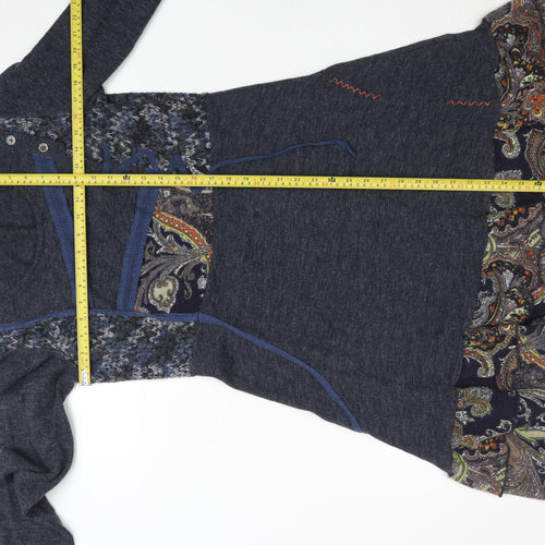 Desigual Women Blue Paisley Knee Length A-Line Dress M