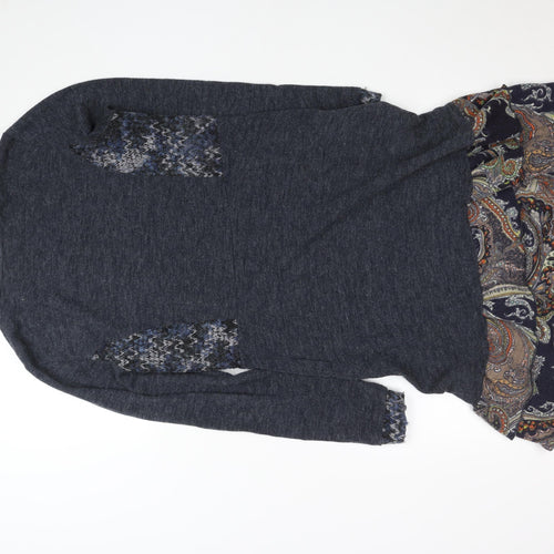 Desigual Women Blue Paisley Knee Length A-Line Dress M