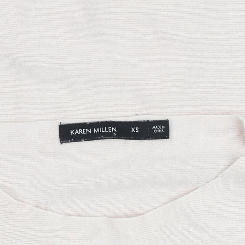 Karen Millen Women’s Beige Crew Neck XS Long Sleeve Pullover Jumper