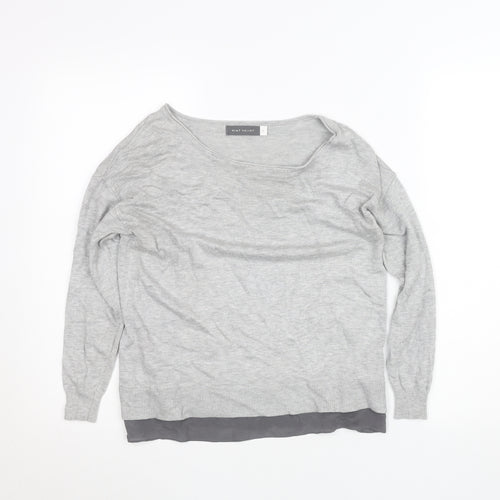Mint Velvet Womens Grey Knit Long Sleeve Scoop Neck Blouse Size 8