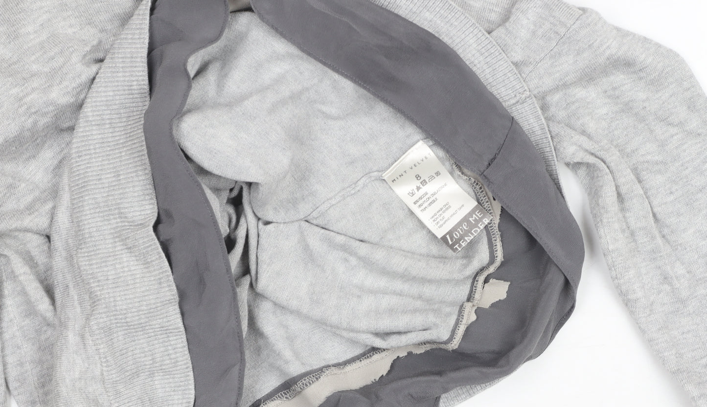 Mint Velvet Womens Grey Knit Long Sleeve Scoop Neck Blouse Size 8