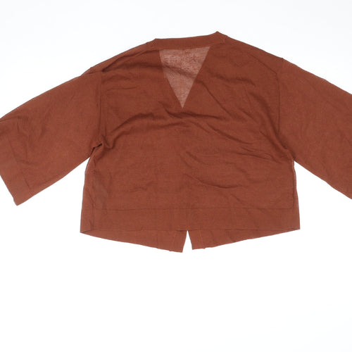 Jigsaw Women Brown XS Kimono Style 3/4 Sleeve Button-Up Cardigan