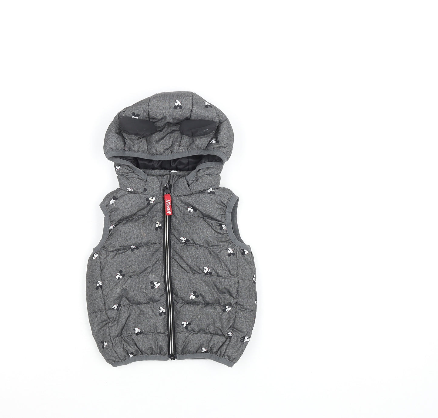 Disney Unisex Baby Grey Mickey Mouse Puffer Jacket 6-9 Months Hooded
