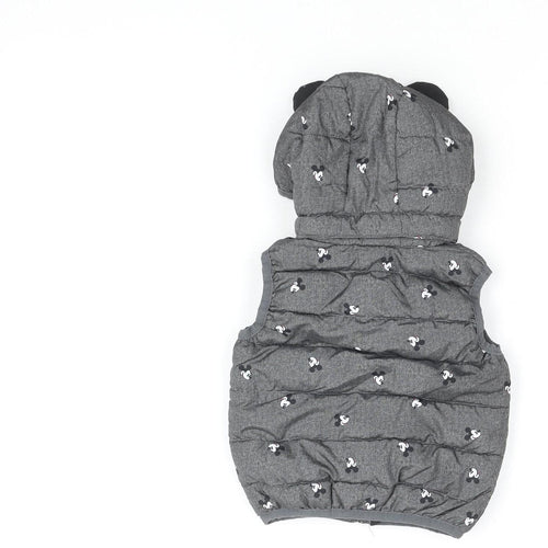 Disney Unisex Baby Grey Mickey Mouse Puffer Jacket 6-9 Months Hooded