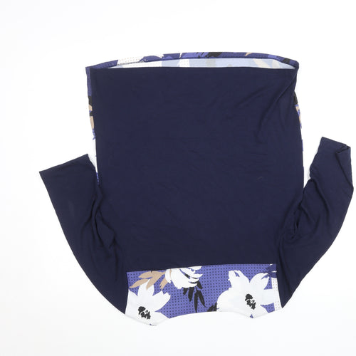 Fransa Womens Blue Floral 3/4 Sleeve Viscose T-Shirt Size S