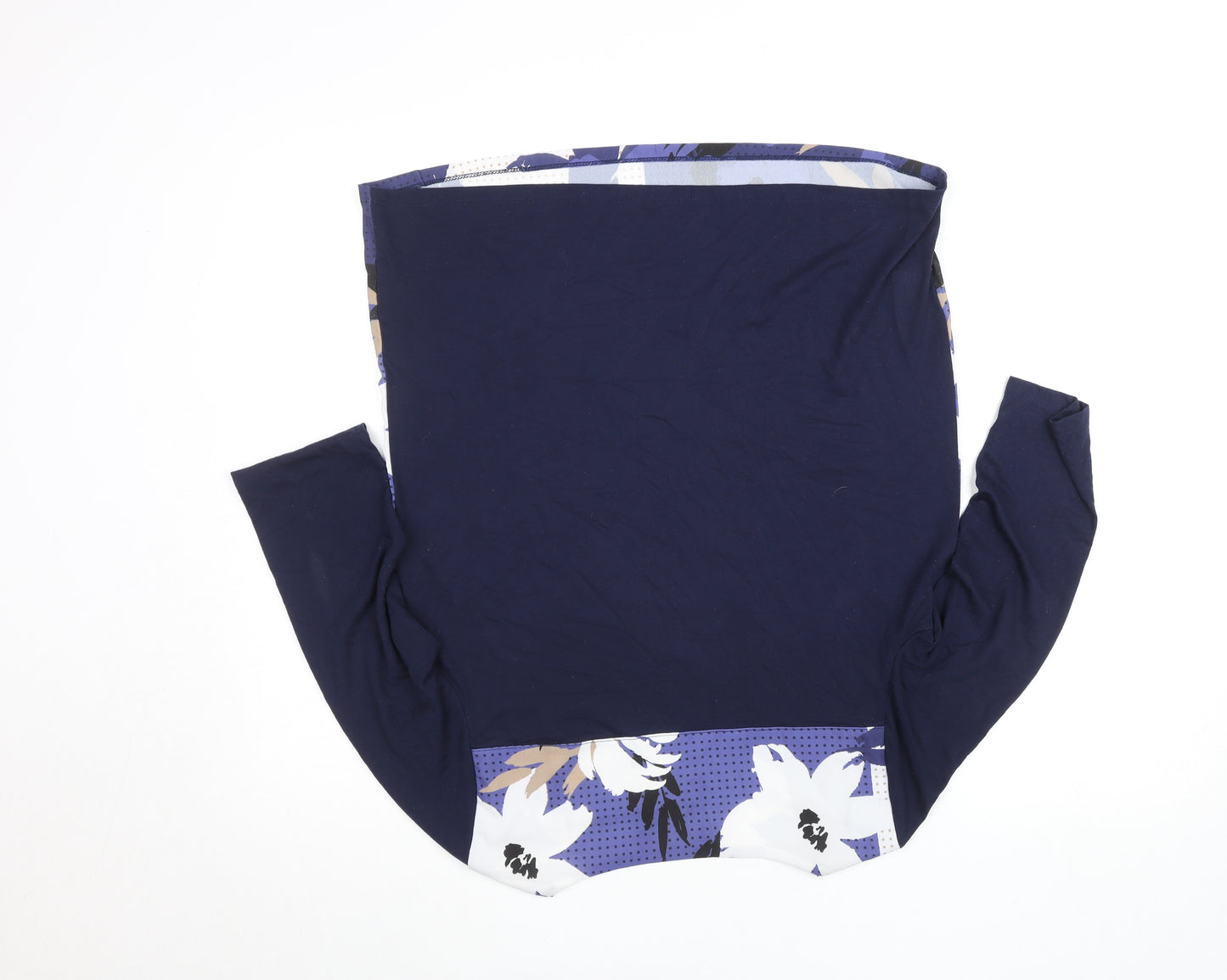 Fransa Womens Blue Floral 3/4 Sleeve Viscose T-Shirt Size S