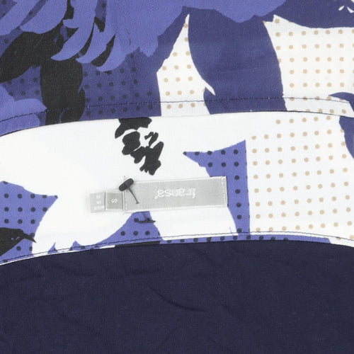 Fransa Womens Blue Floral 3/4 Sleeve Viscose T-Shirt Size S