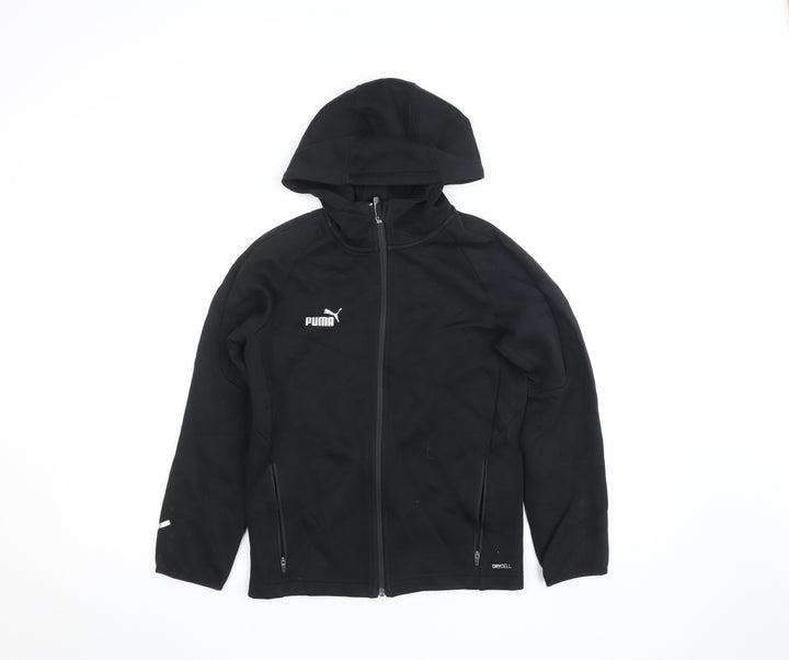 Puma Boys Black 11-12 Years Track Jacket Hooded Full Zip Activewear