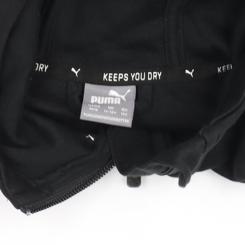 Puma Boys Black 11-12 Years Track Jacket Hooded Full Zip Activewear