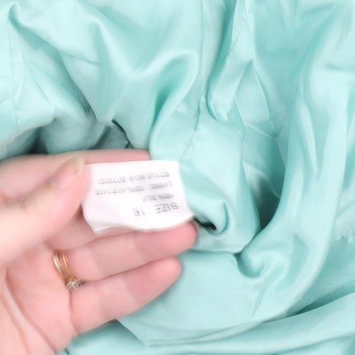 Platinum Womens Green Silk Lined Open Front Blazer Size 16